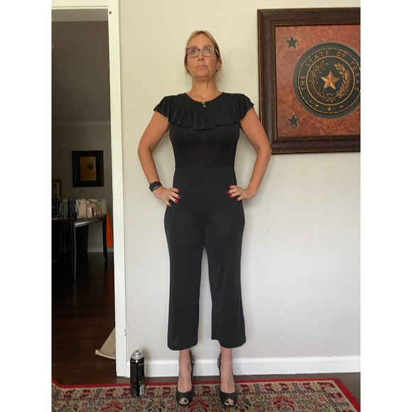 Mo:Vint Black Sheer Collarbone Jumpsuit - Picture 2 of 14